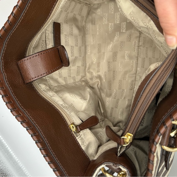 MICHAEL KORS HAMILTON ZEBRA PRINT BROWN IVORY EW LARGE SATCHEL NWT RETAIL $368 - Picture 11 of 11